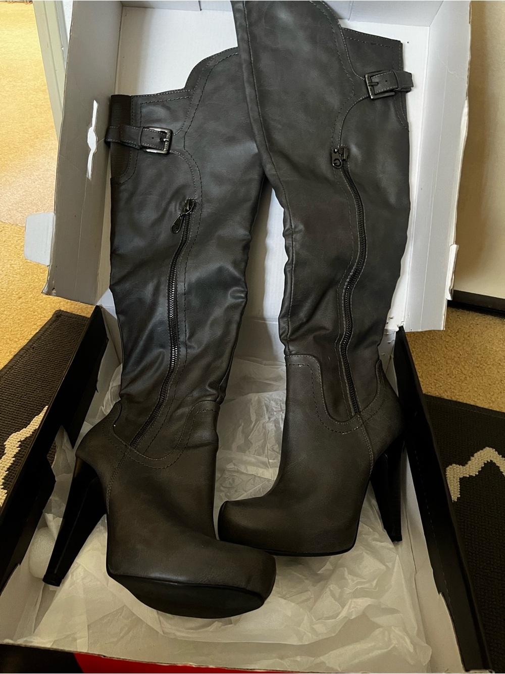 Guess Taupe Over-the-Knee Platform Heel Boots